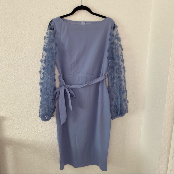 SHEIN Dresses & Skirts - SHEIN Baby Blue Flower Print Sleeves Women’s Dress Size XL